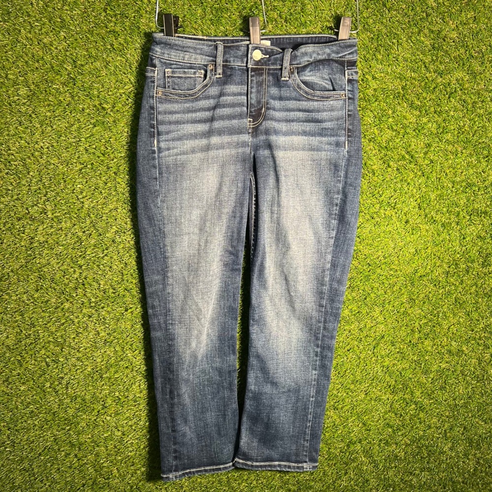BKE Denim Victoria 26 Medium‎ Wash Straight Leg Cropped Jeans Blue